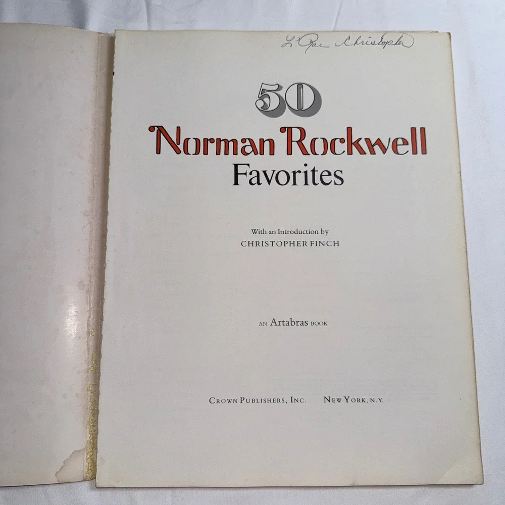 50 Norman Rockwell Favorites Art Book 1977 Crown Publishers Large Poster Size